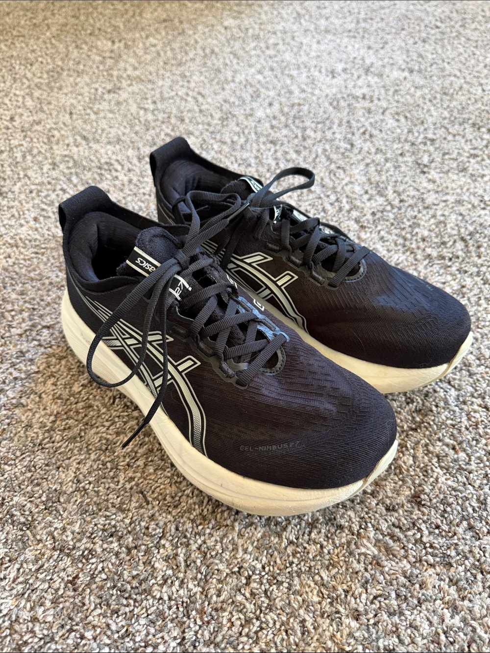 ASICS Gel Nimbus 27 Black and White Women's Athletic Running Shoes Size 9 1/2 W